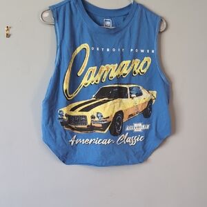 Womens Blue Camaro Crop Tank Top